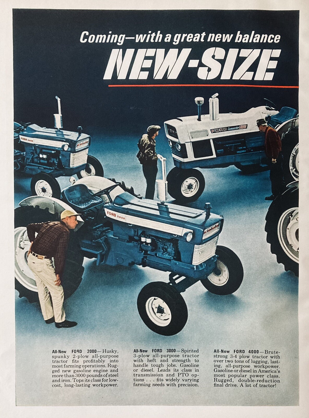 1965 AD.(XH27)~FORD MOTOR CO. NEW-SIZE FORD TRACTOR LINE