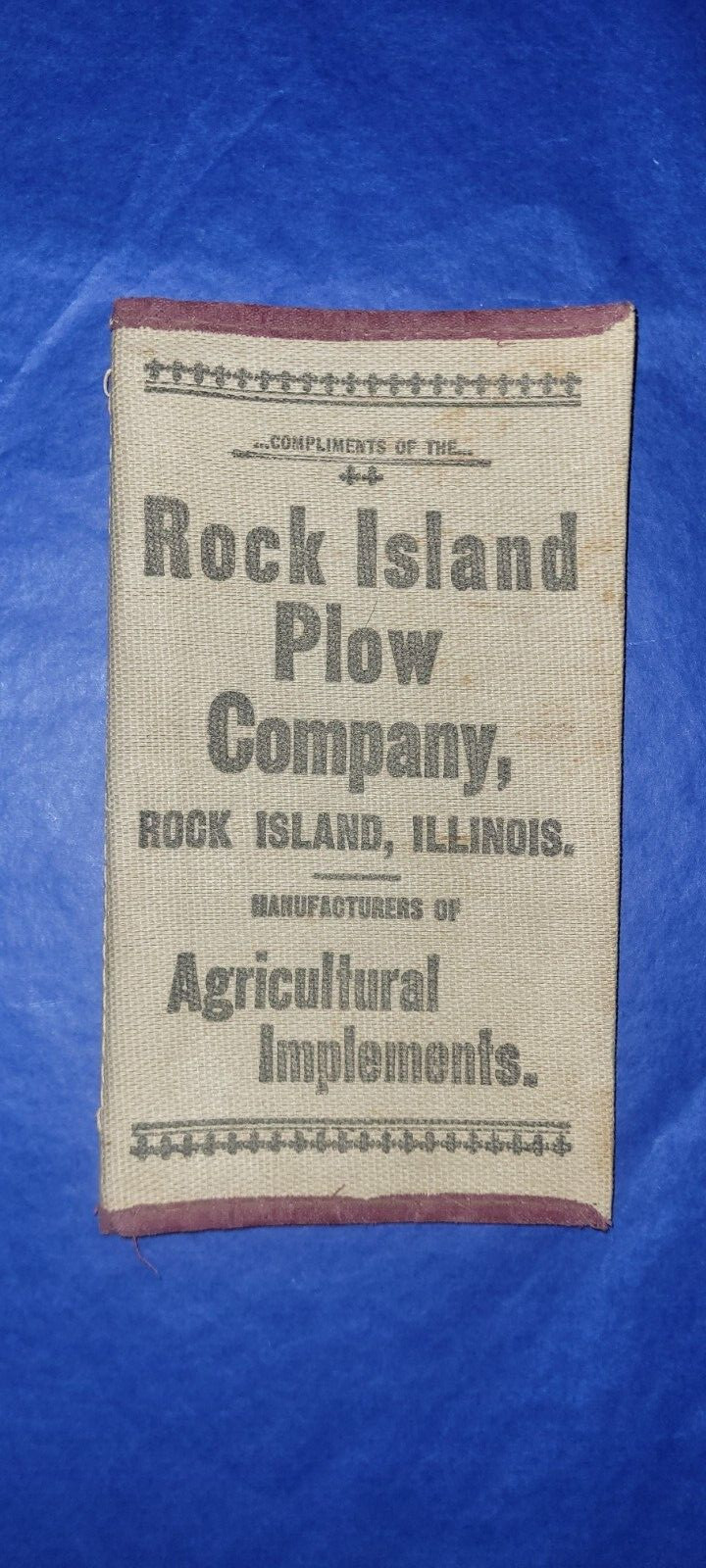 ROCK ISLAND PLOW Co 1912 Adv Notebook Implement A.D & F.S. MILLS CENTRAL CITY IA