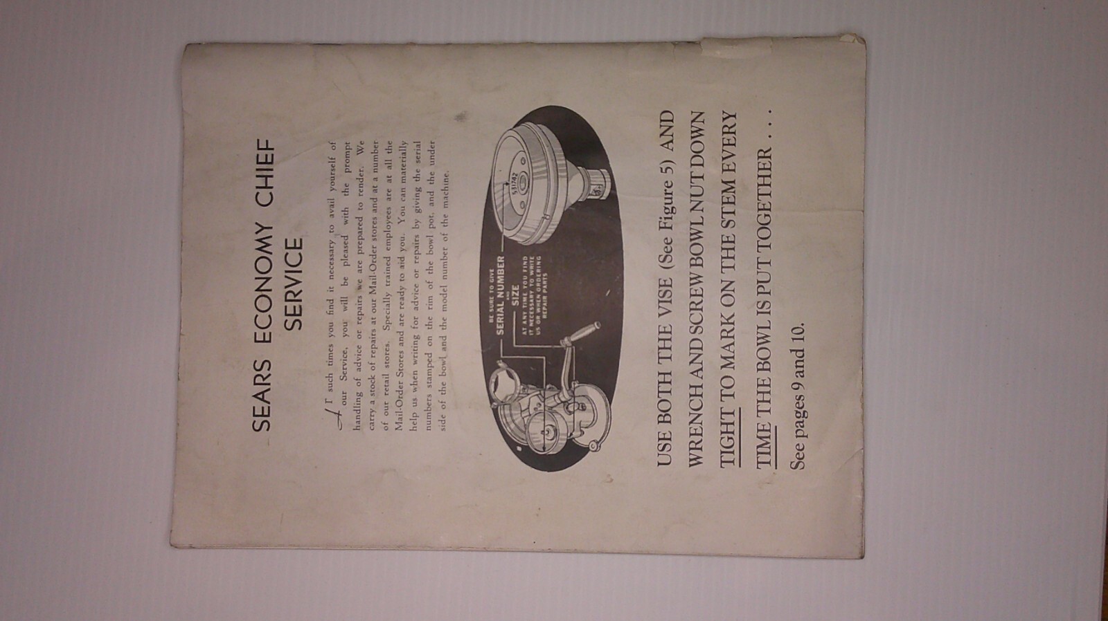 Instruction Manual for Sears Roebuck Co. cream separator part list & repair 8D