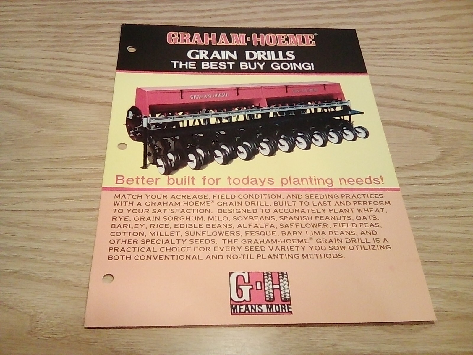 Graham-Hoeme Grain Drills 2-Sided Brochure.
