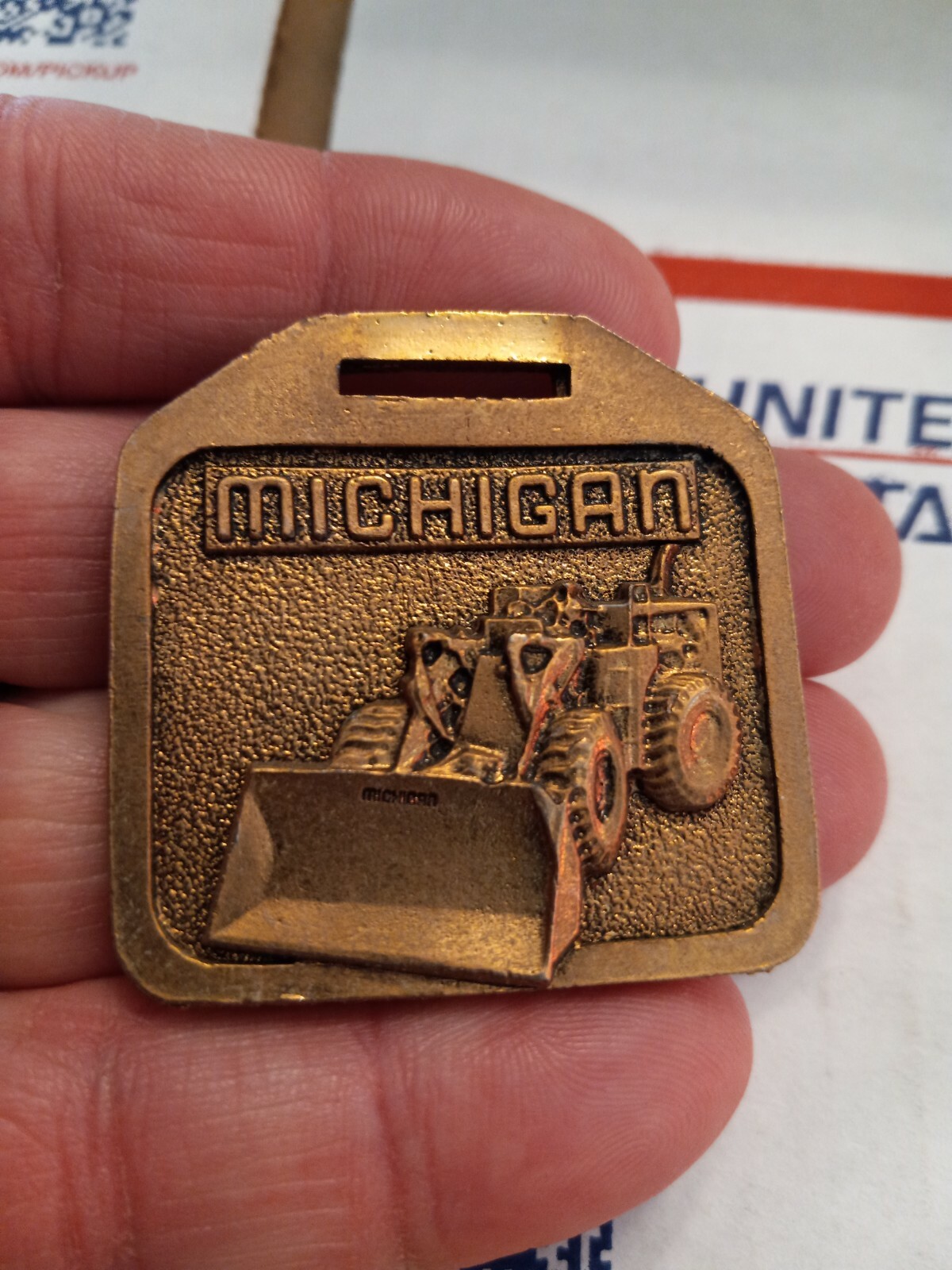 Michigan Front End Wheel Loader Tractor Pocket Watch Fob ANDERSON EQUIPMENT PA