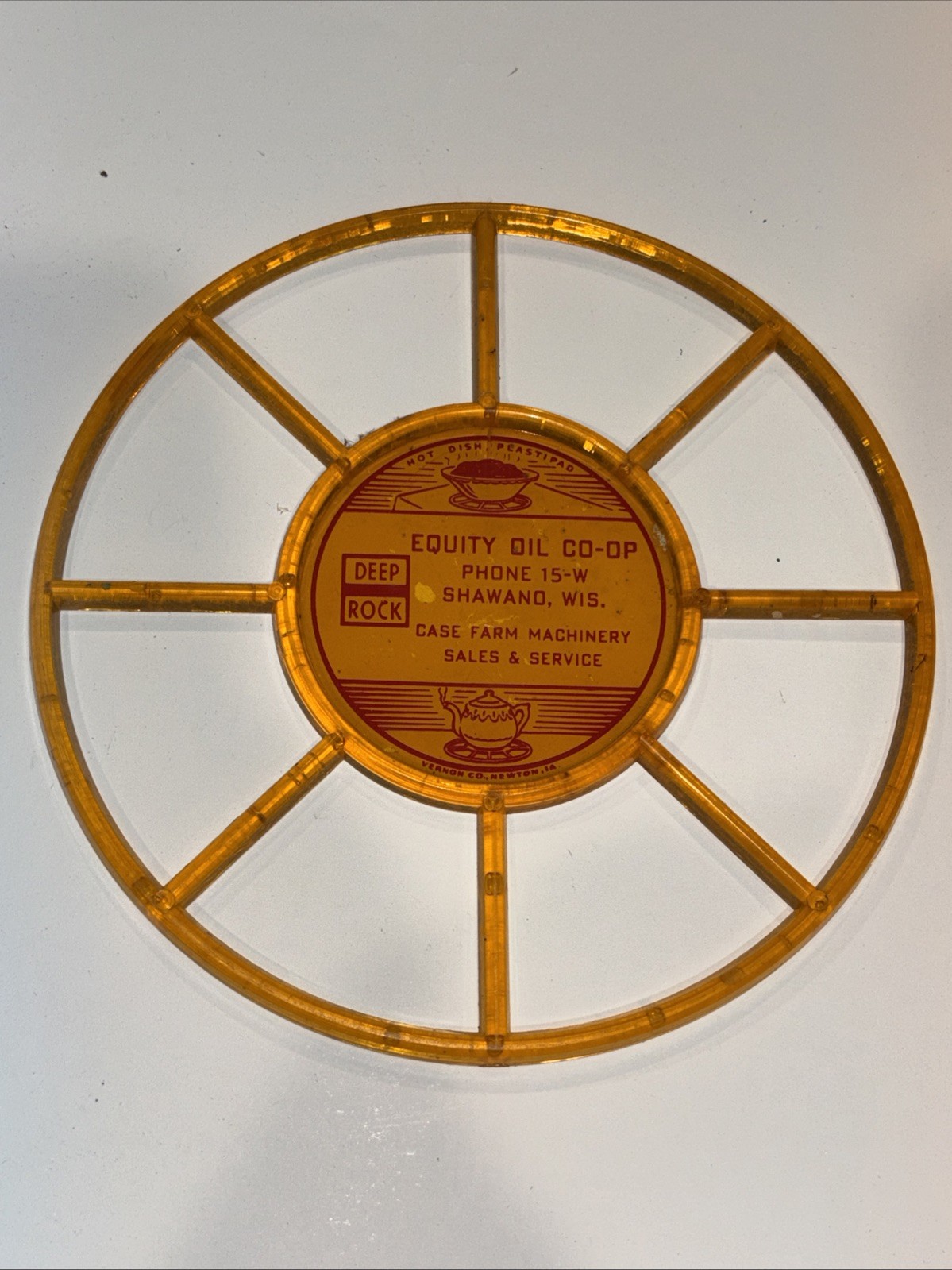 RARE Vintage Mid-Century Hot Dish Plastipad Equity Oil Shawno Wisconsin