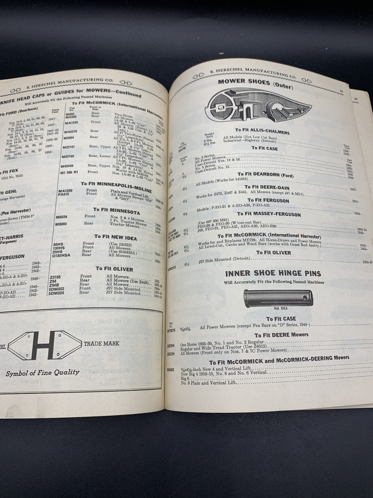 1959 Des Moines Iron Co Repair Parts Catalog Mowers/Combines/Swathers/Harvester