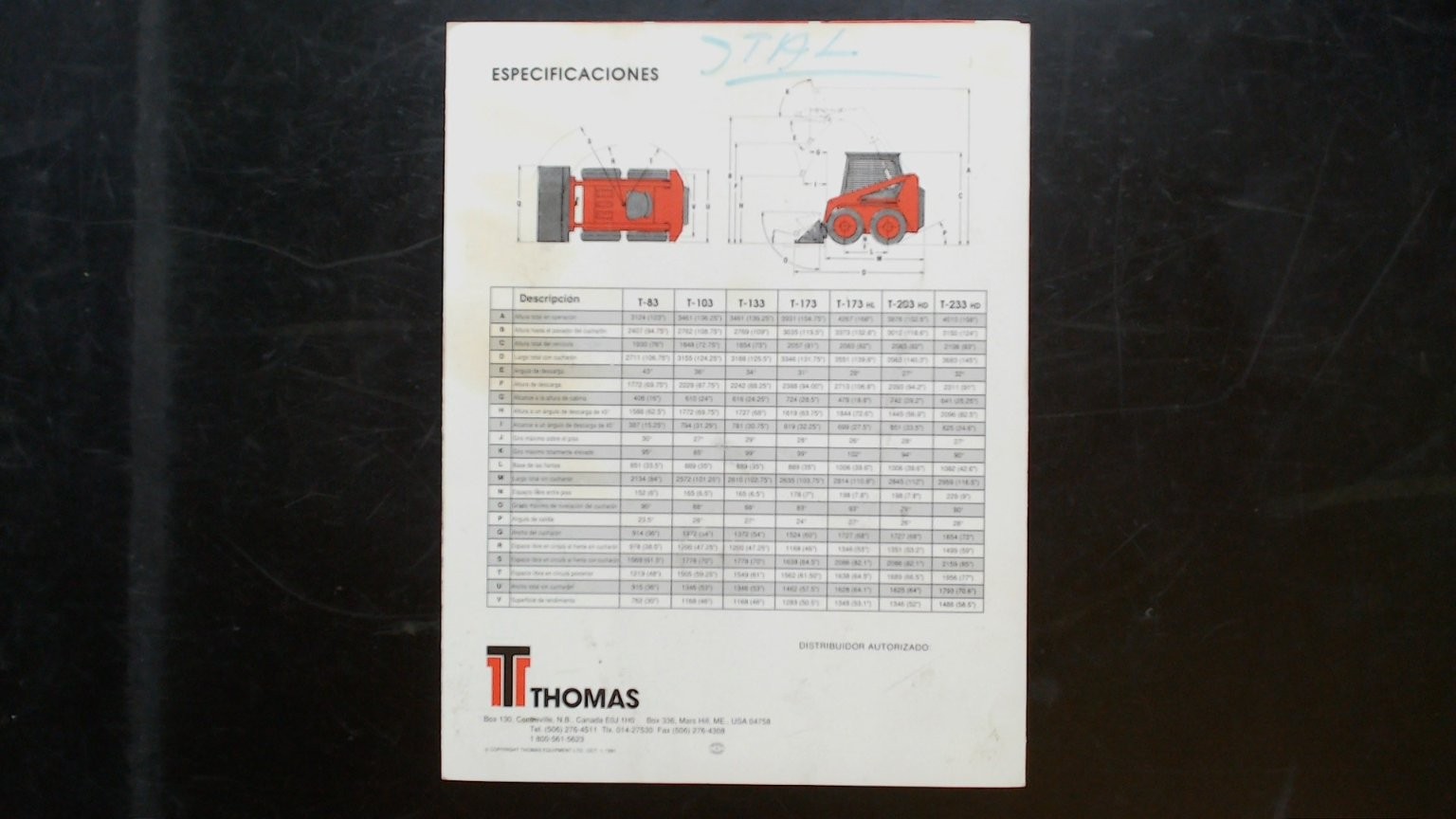 Thomas Agricultural Brochure Compact Loaders Spanish Vintage