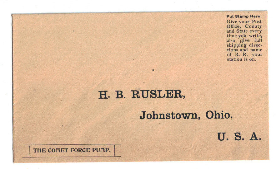 1896 Comet Lawn &Garden Force Pump Recruiting Letter Packet Price List Catalogue