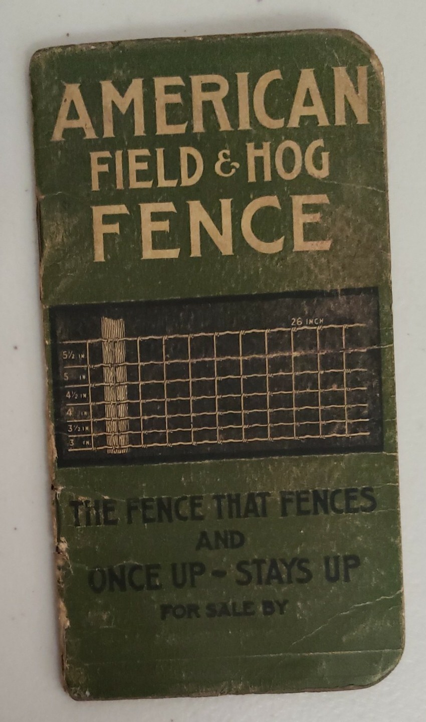 1902 American Steel & Wire Co. Field & Hog Fence Memo Advertising Booklet Used