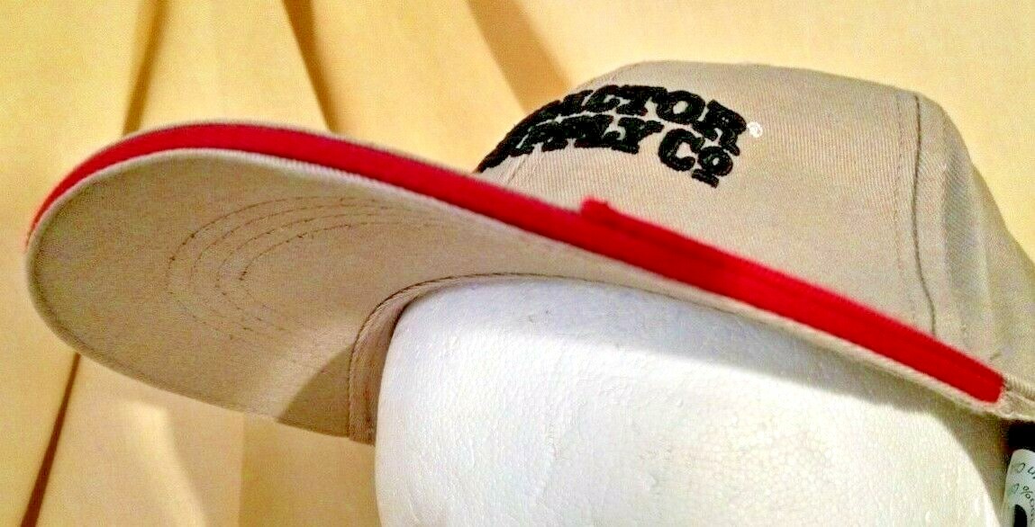 TRACTOR SUPPLY HAT SINCE 1938 TAN RED ADJ CLOTH STRAP NWOT BASEBALL BALL CAP.