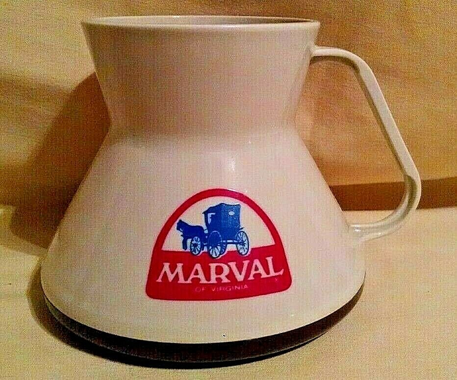 MARVAL OF VIRGINIA MUG TURKEY FARMING PLASTIC NON SKID TIP AMISH LOGO TAN BROWN.