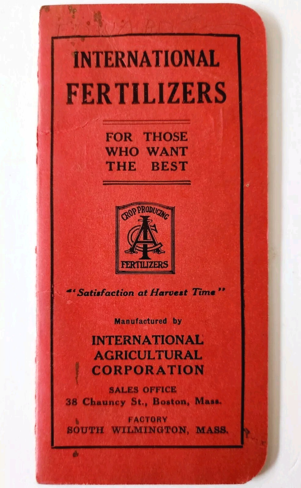 1931 International Fertilizer Memo Book With Calendar Notepad Booklet Mass E89A