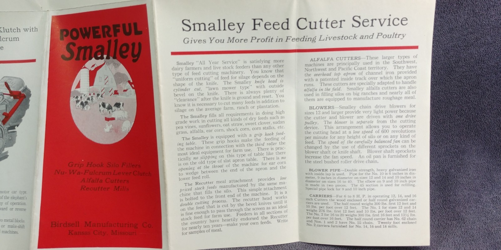 Birdsell Manufacturing Co Smalley Silo Filler Advertising Brochure Antique L56