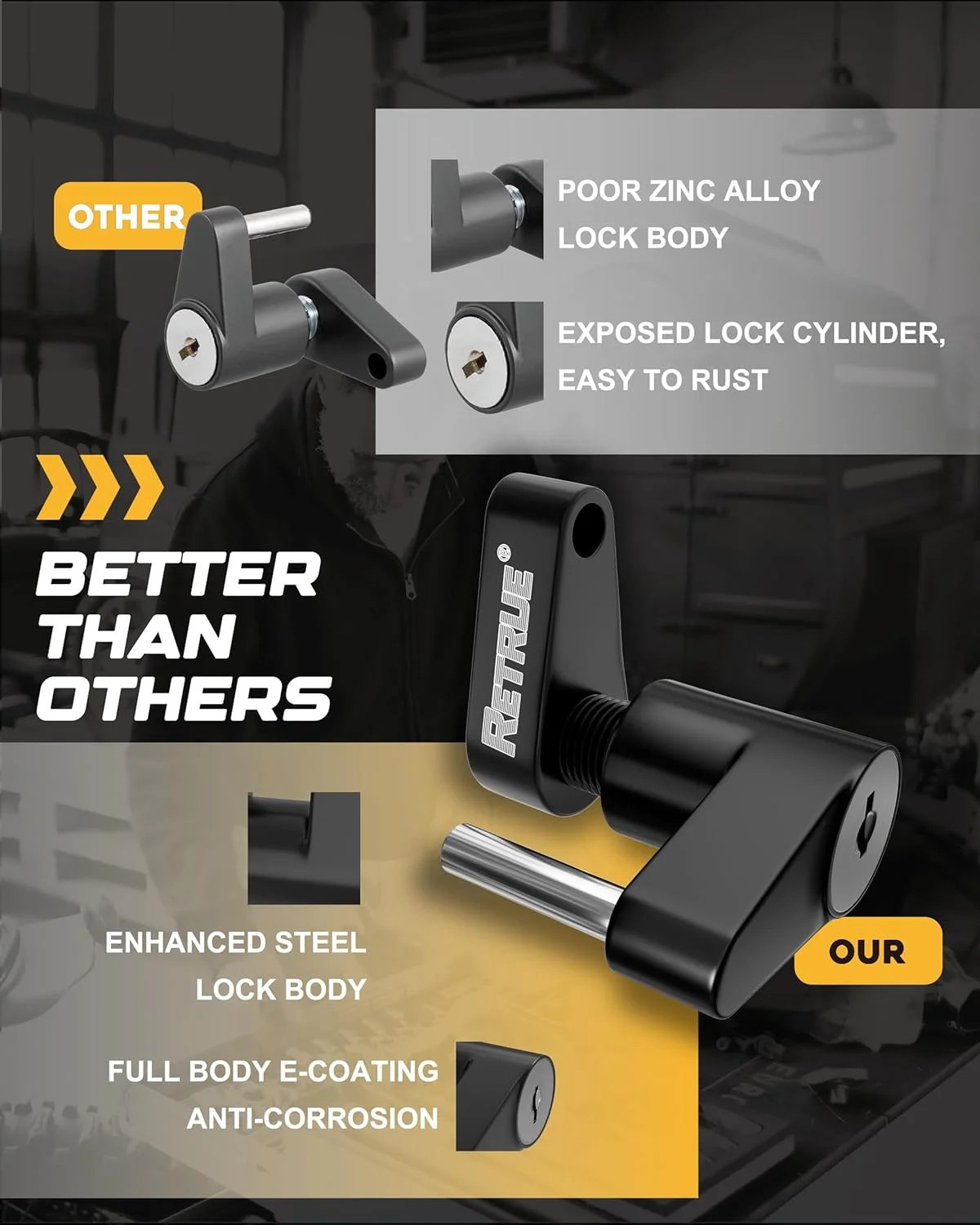 Trailer Tongue Coupler Lock, Trailer Hitch Lock,Dia 1/4 Inch, 3/4 Inch Span for
