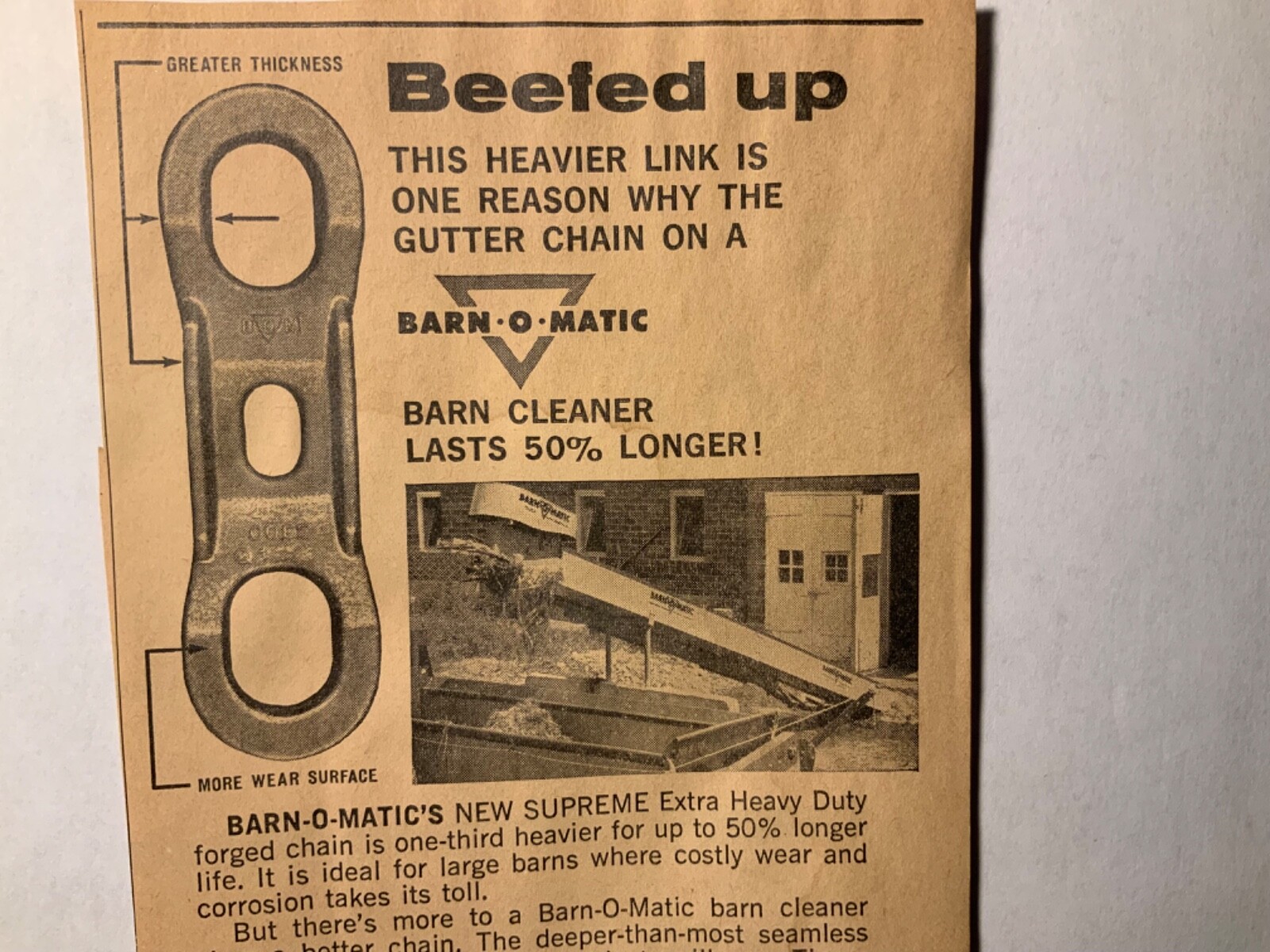 1963 Ad. Barn-O-Matic, Forged Chain for Barn Cleaners. Coldwater, Ohio