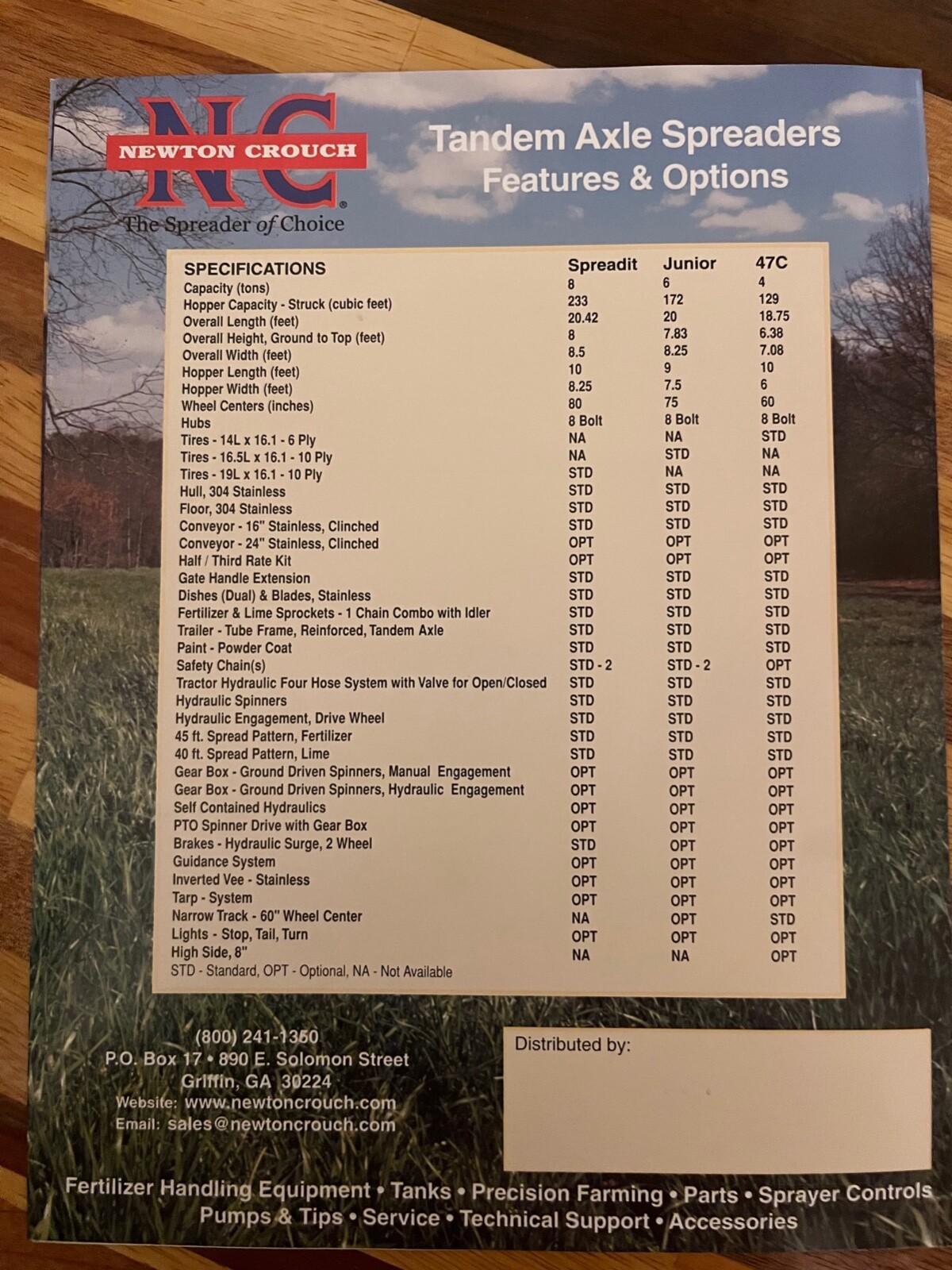 Newton Crouch Fertilizer & Lime Spreaders sales brochure