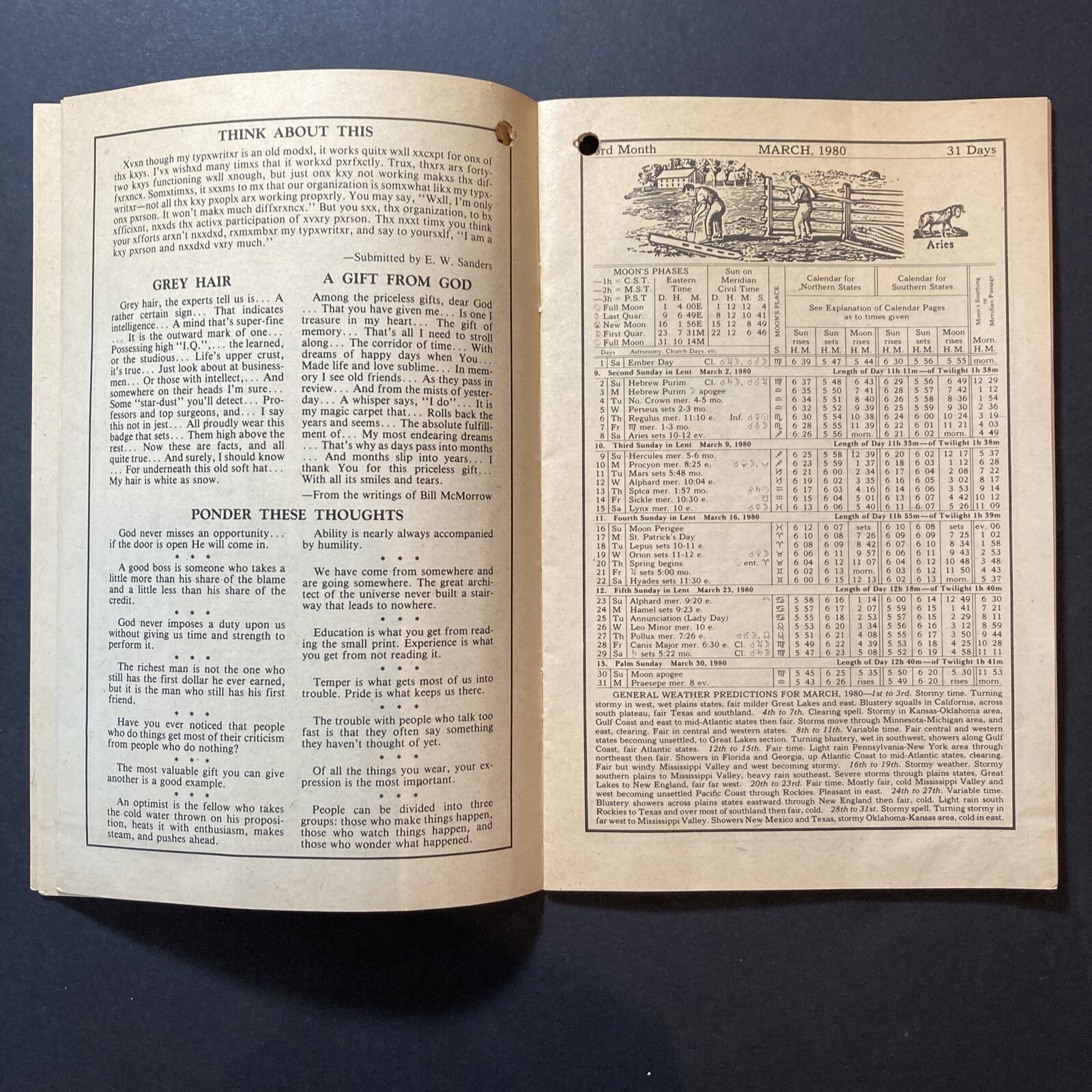 1980 Farmers Almanac Vol 1763 Planting Calendar Agricultural Plan Jackson Ohio