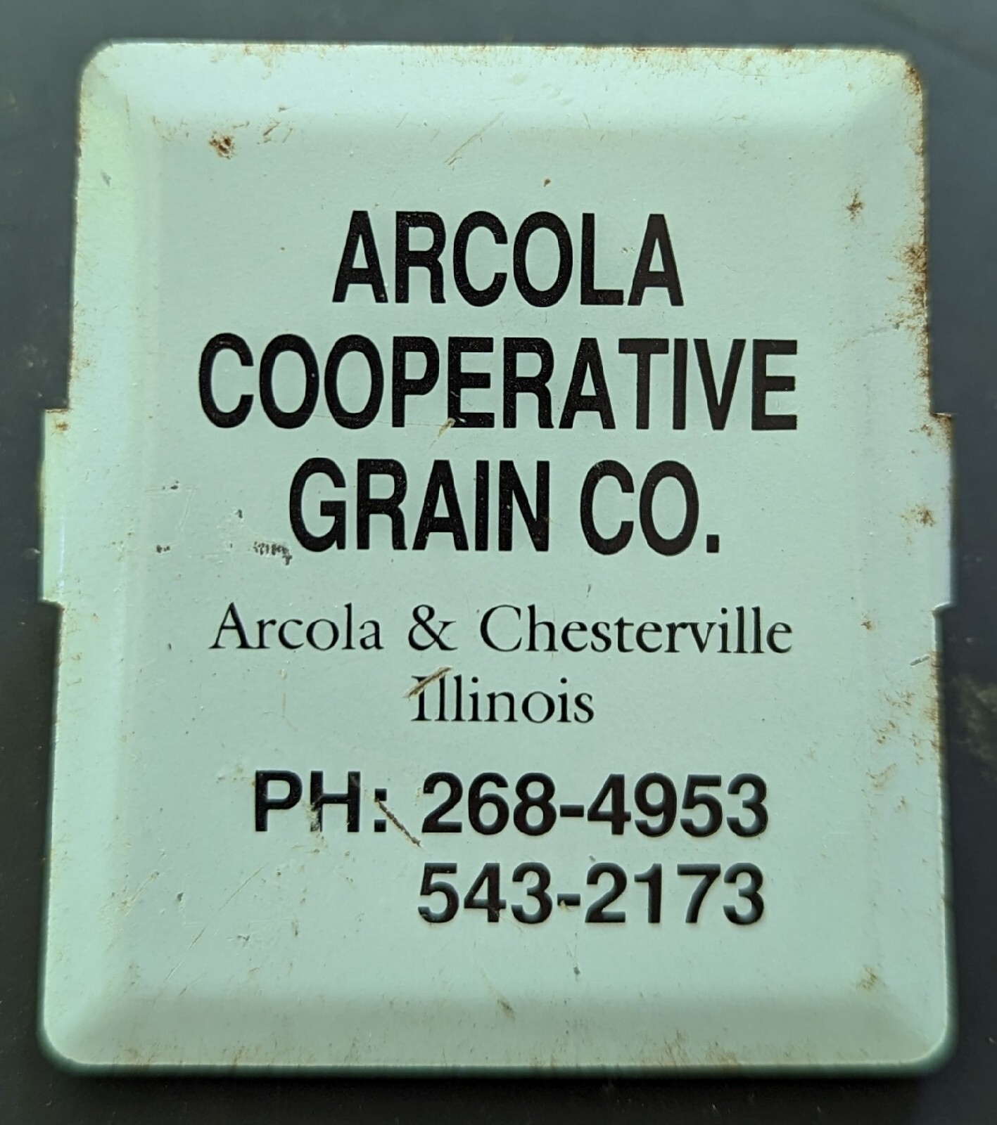 Vintage Arcola Cooperative Grain Co Advertising Refrigerator Metal Clip Illinois