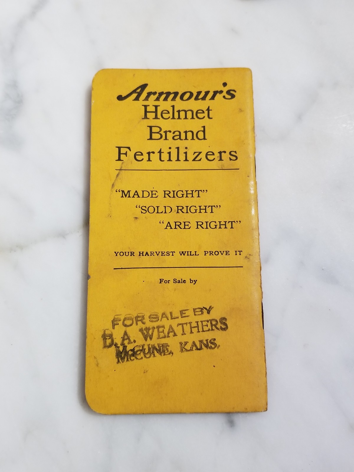 Antique Armour&rsquo;s Helmet Brand Fertilizers 1911 Calendar & Note Book
