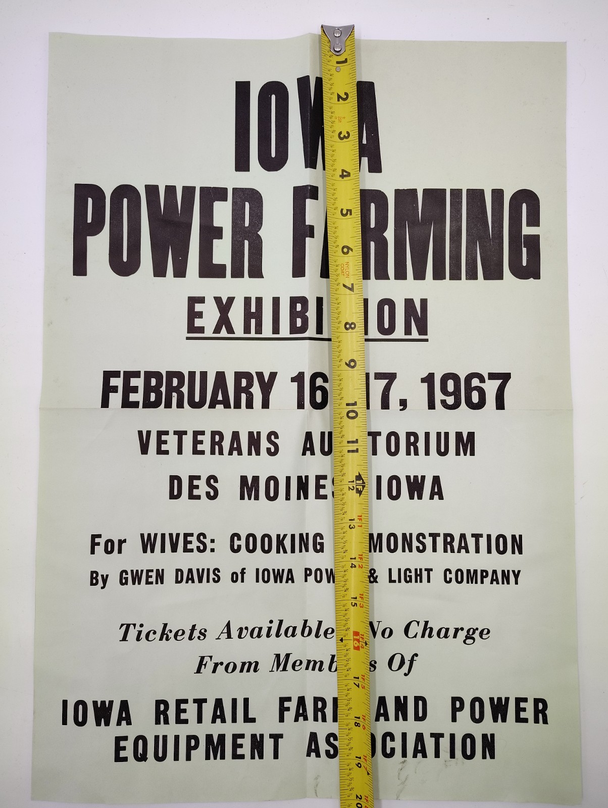 1967 Iowa Power Farming Exhibition Poster (14×20) & Dealership Letter Des Moines