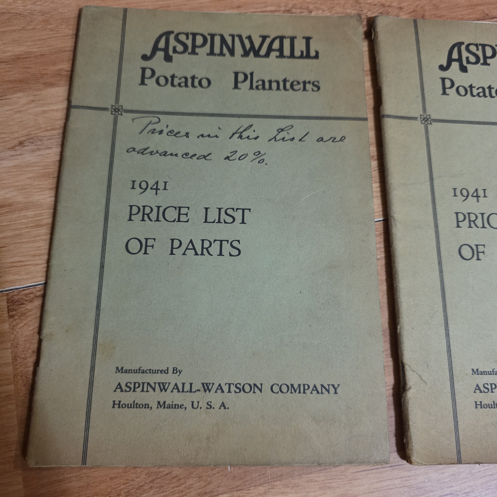 2 Vintage Aspinwall Watson Potato Planters Advertising Price List Farm Catalog