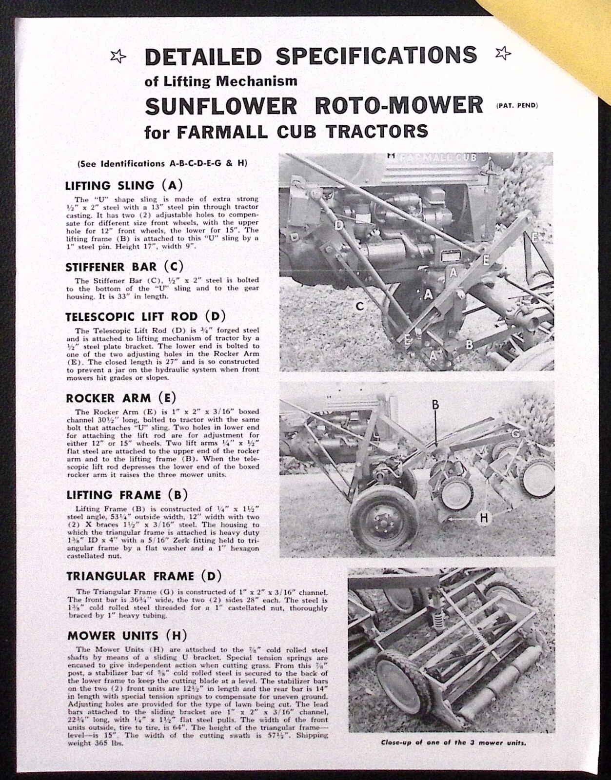1953 Sunflower Roto Mower Model 4 Model 5 Brochure Sunflower Industries Olathe