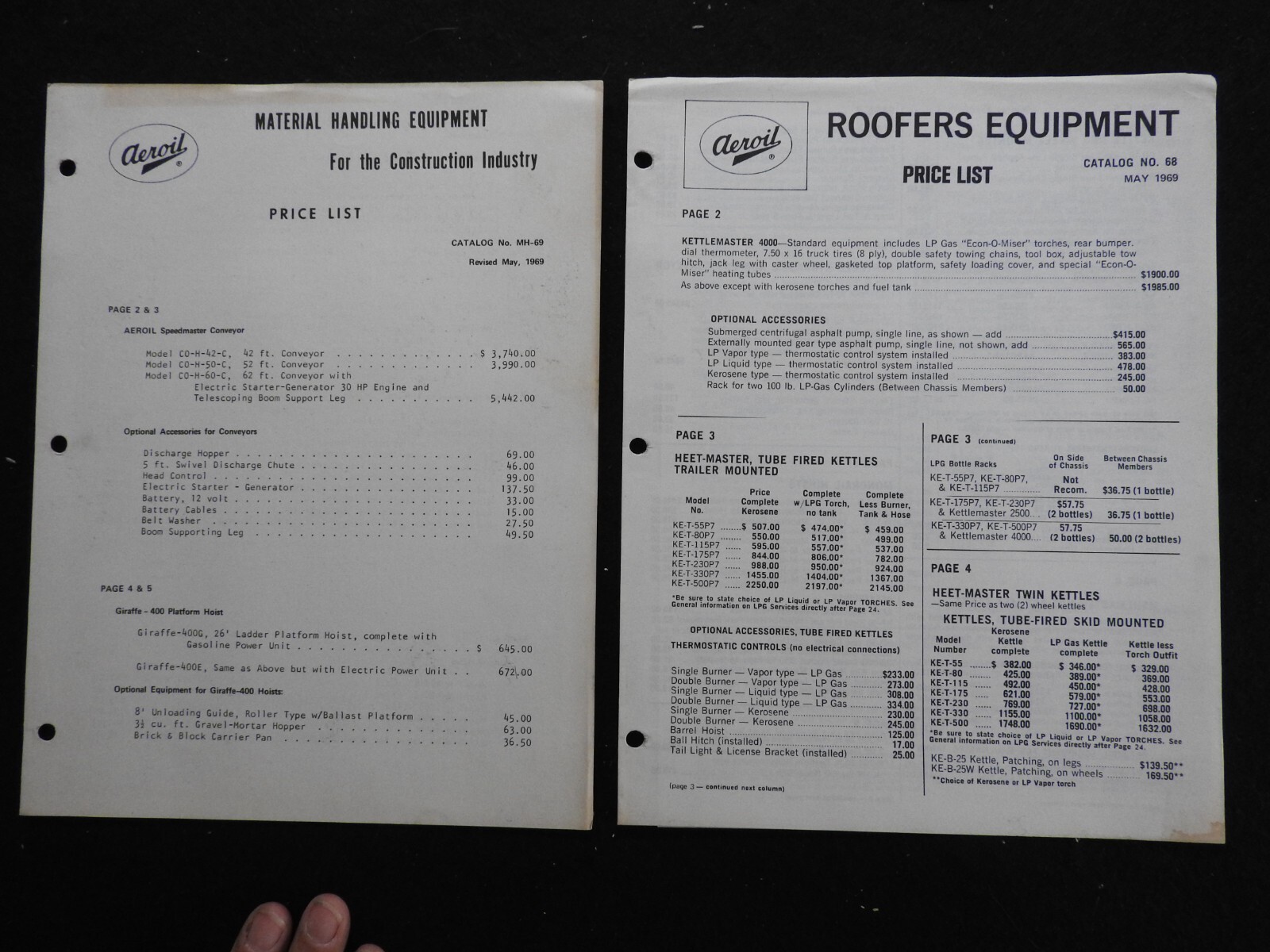 1968 Aeroil Products Co. « Roofers Equipment » Sales Catalog W/price Hackensack NJ
