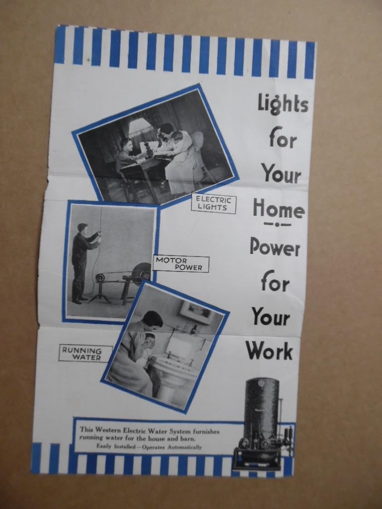 c.1920s Western Electric Power and Light Plant Foldout Brochure Vintage Original