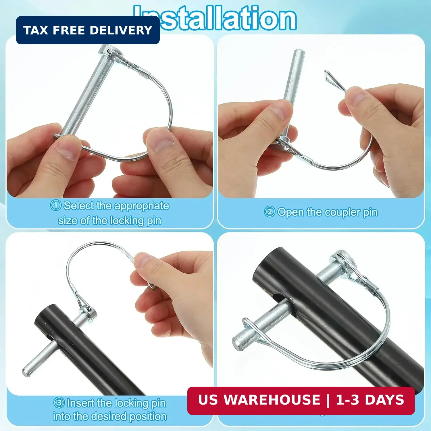 PATIKIL Trailer Coupler Pin 3/16×1-5/8×1.38&Prime;(D*L*IW), 6 Pcs Wire Lock Pin Safety