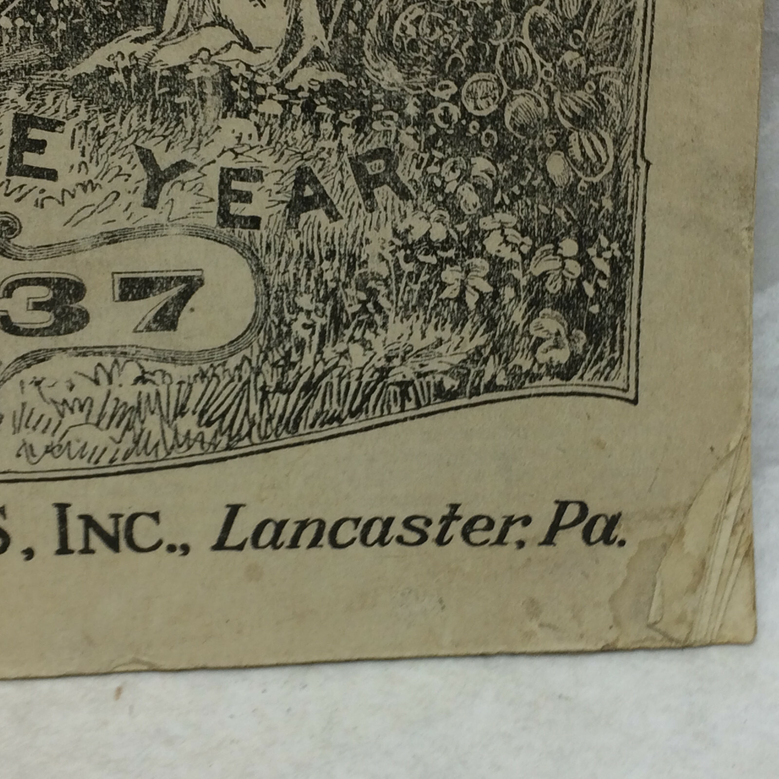 Vintage 1937 John Baer&rsquo;s Sons Lancaster PA Agricultural Almanac