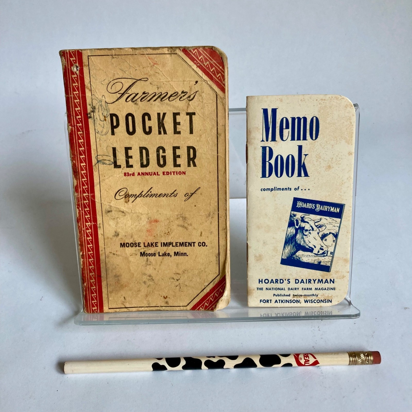 Vintage 1949 Farmer&rsquo;s Pocket Ledger, 1972 Memo Book & REAL Dairy Pencil