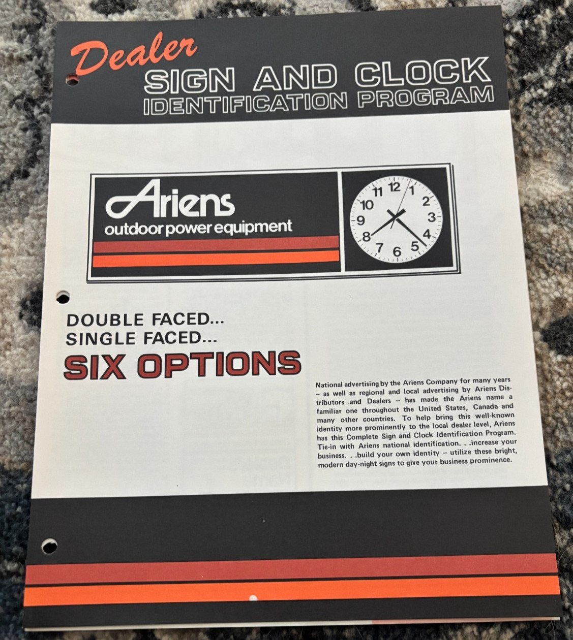 Ariens Outdoor Power Equipment Sign & Clock Identification Proga Brochure DCPA26