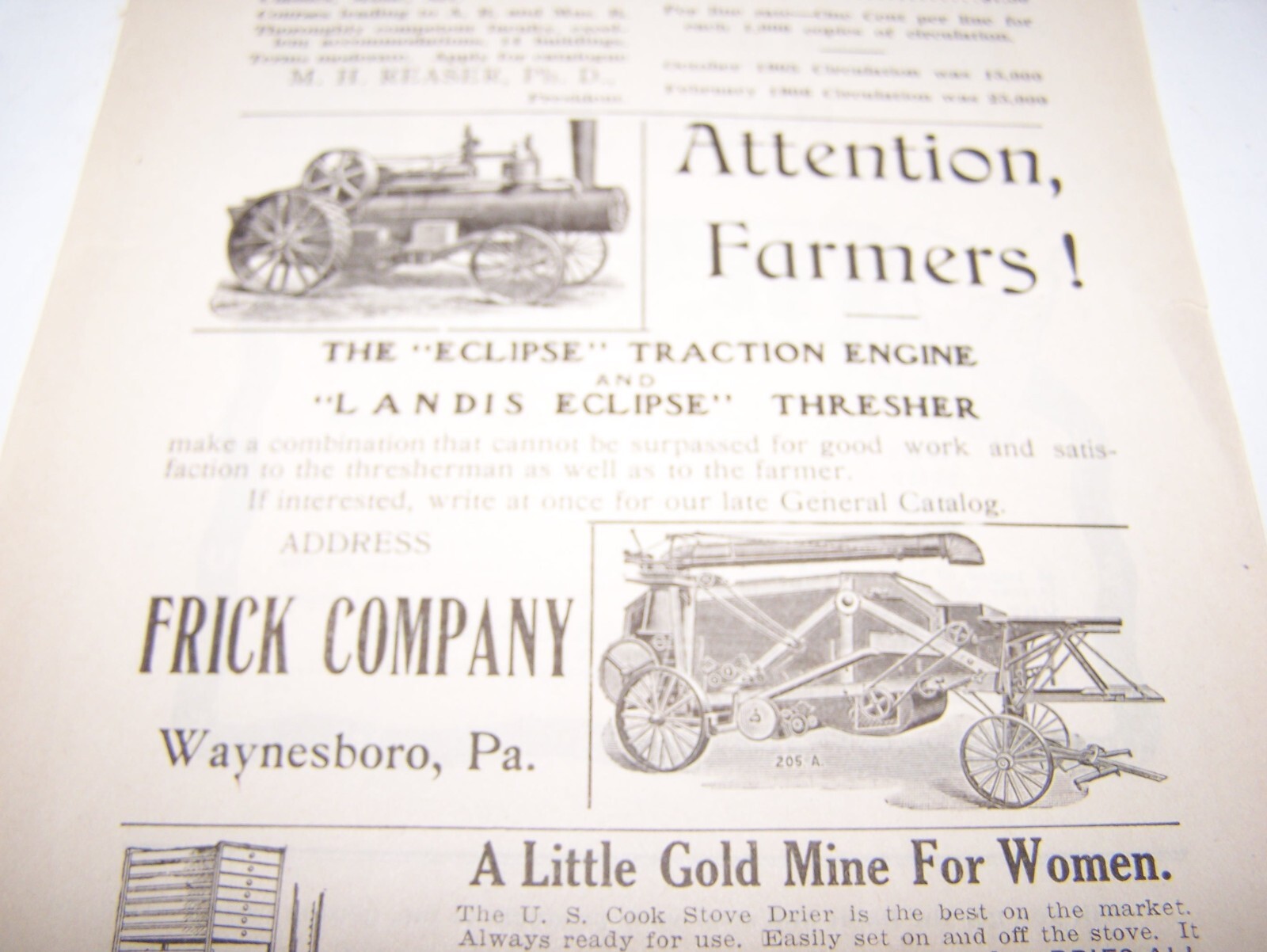FRICK ECLIPSE Steam Engine Thresher LACEY Silo US Cream Separator PA Grange AD