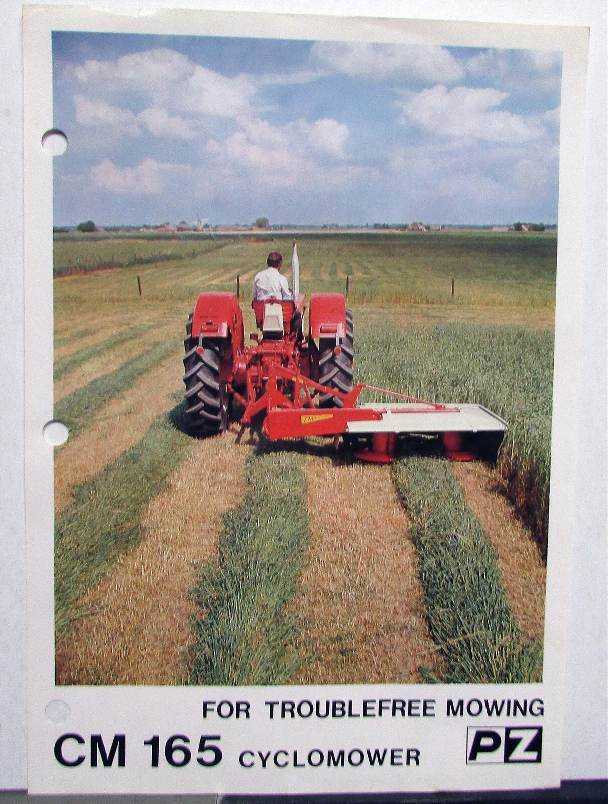 1970s Zweegers CM165 Cyclomower Specs Agricultural Data Sheet