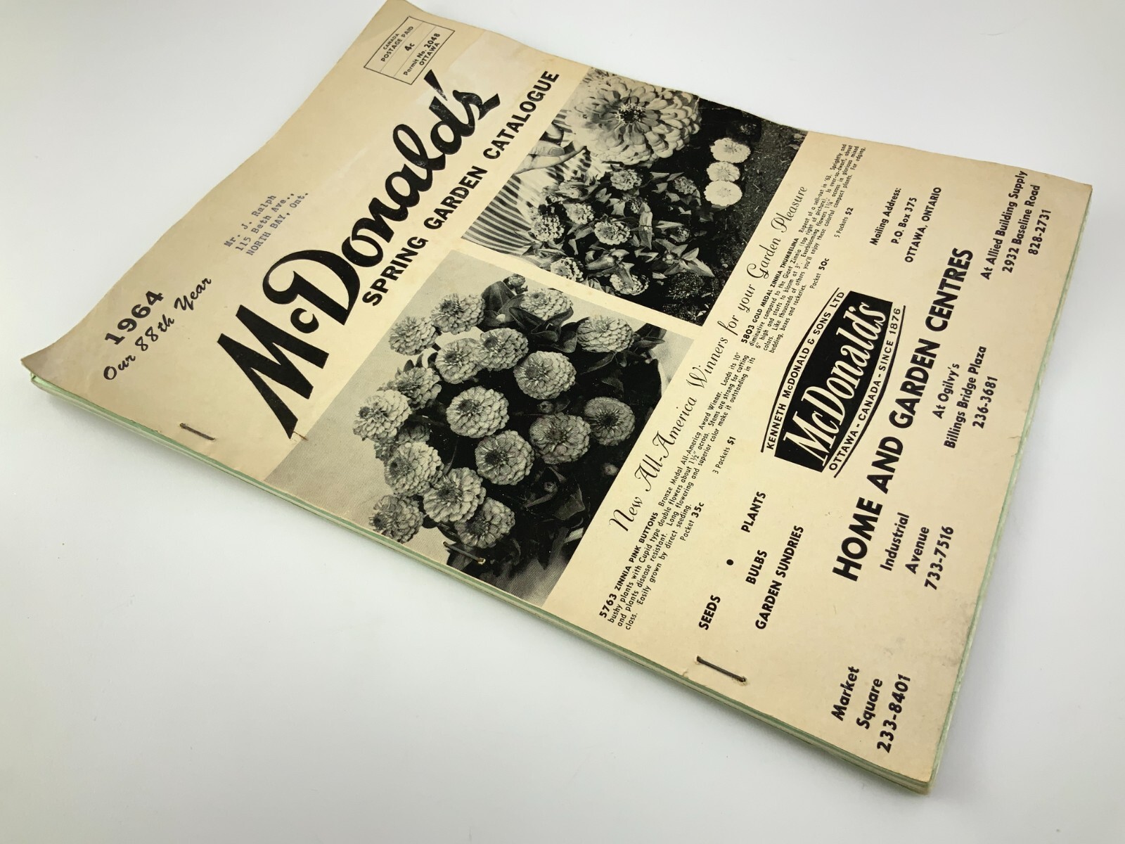 McDonald&rsquo;s Spring Garden Catalogue 1964 Seed Catalog Ottawa Canada EE629