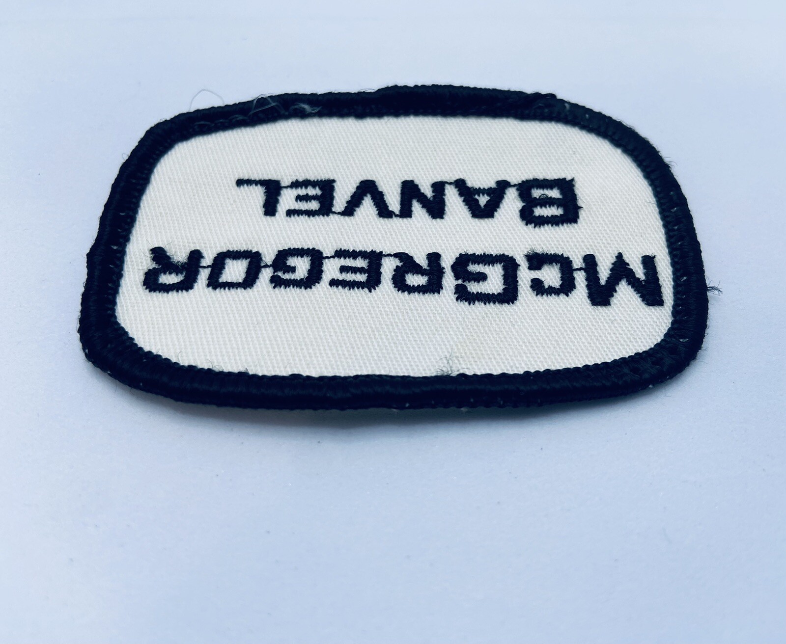Vintage McGregor Banvel Patch 2.75”x2” White Black Agriculture Farming