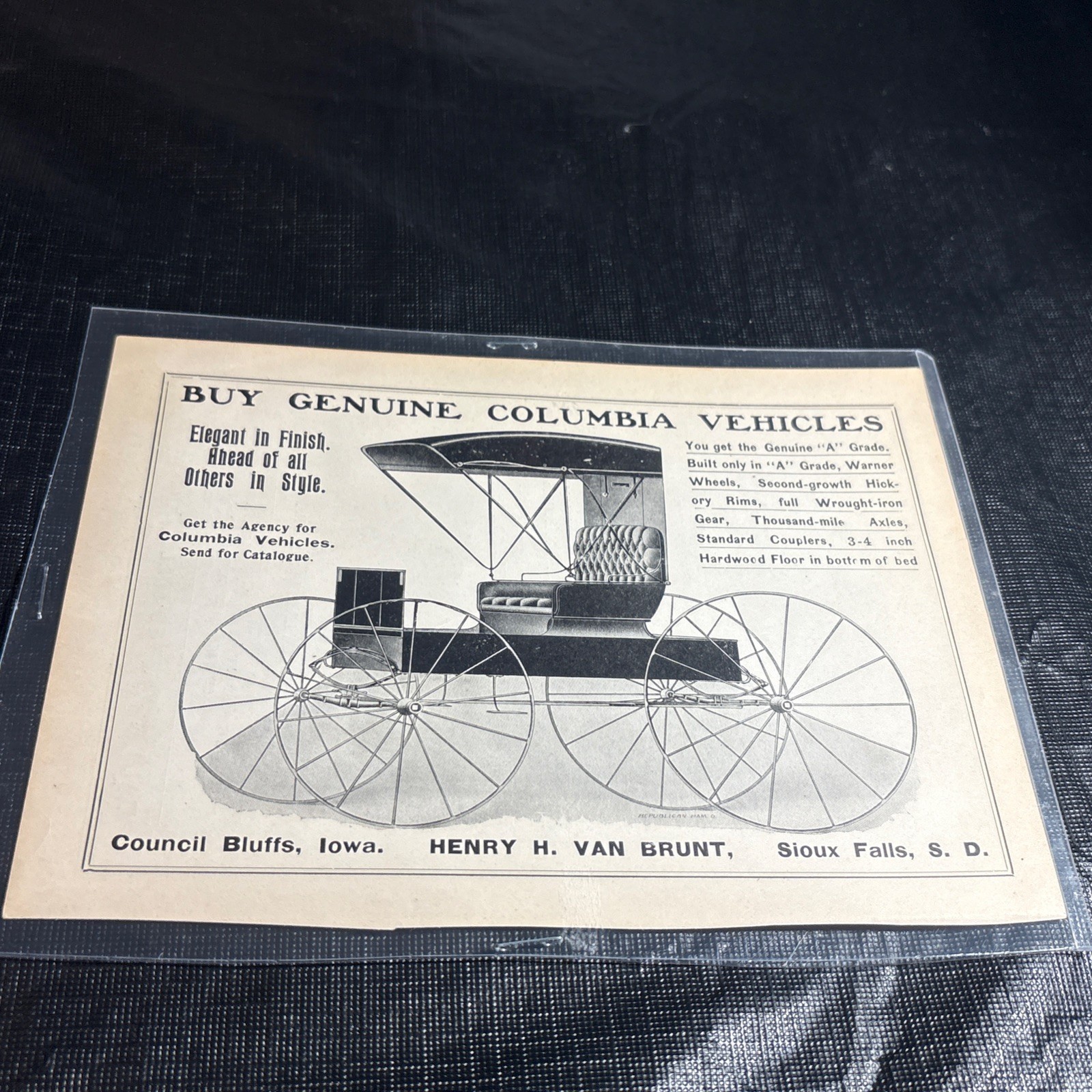 1905 Van Brunt Wagon – Council Bluffs IA – Sioux Falls SD – Farm Advertising
