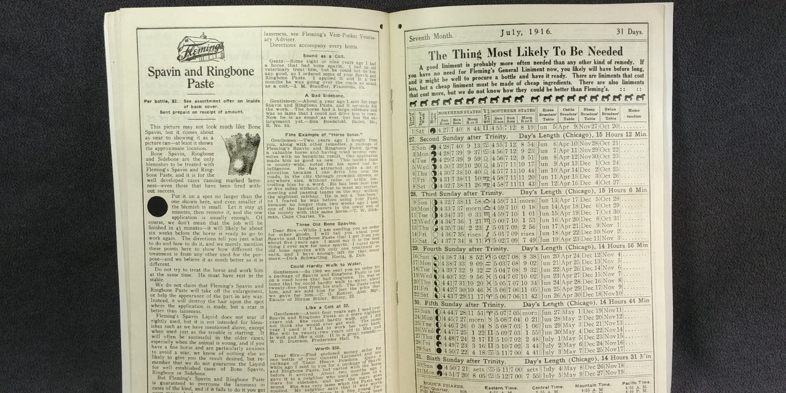 &rsquo;16 Fleming Brother Farm Live Stock Almanac Ag Ad Veterinary Horse Art Print G38
