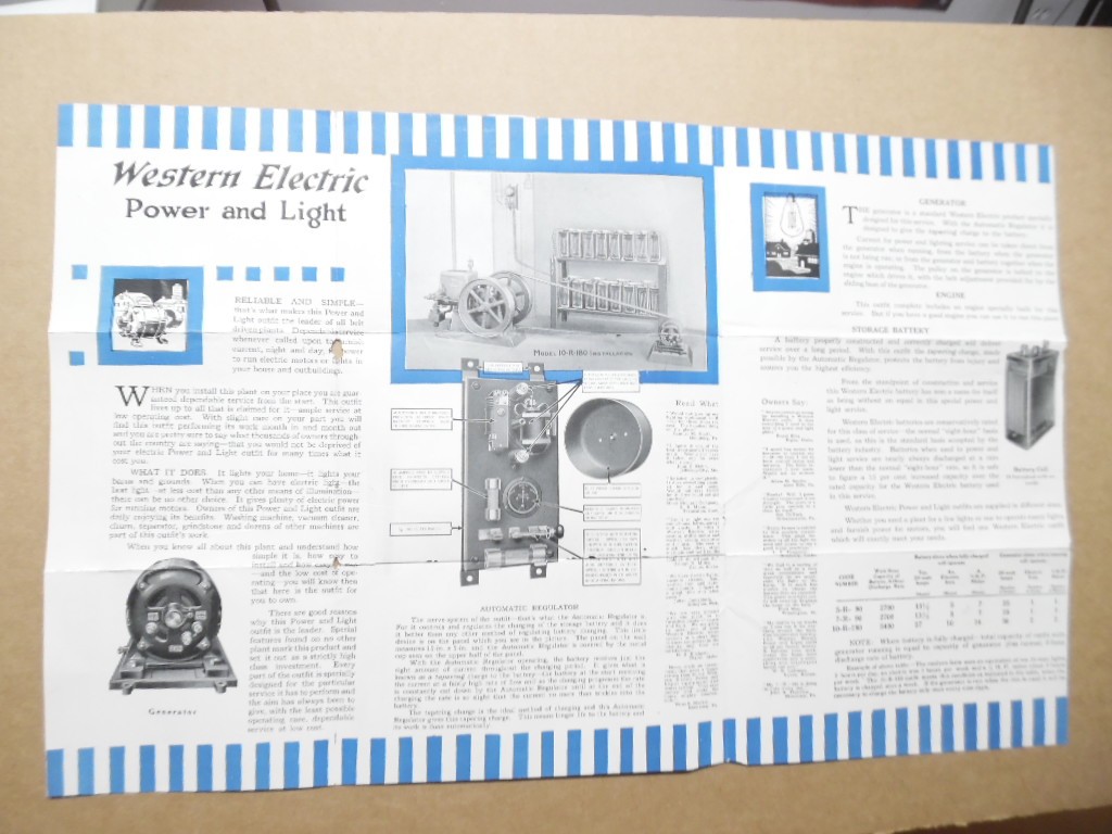 c.1920s Western Electric Power and Light Plant Foldout Brochure Vintage Original