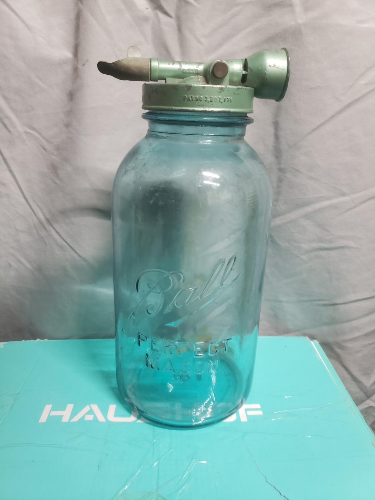 Vintage 60&rsquo;s Sears Chemical Lawn Fertilizer Sprayer & Blue #5 Perfect Mason