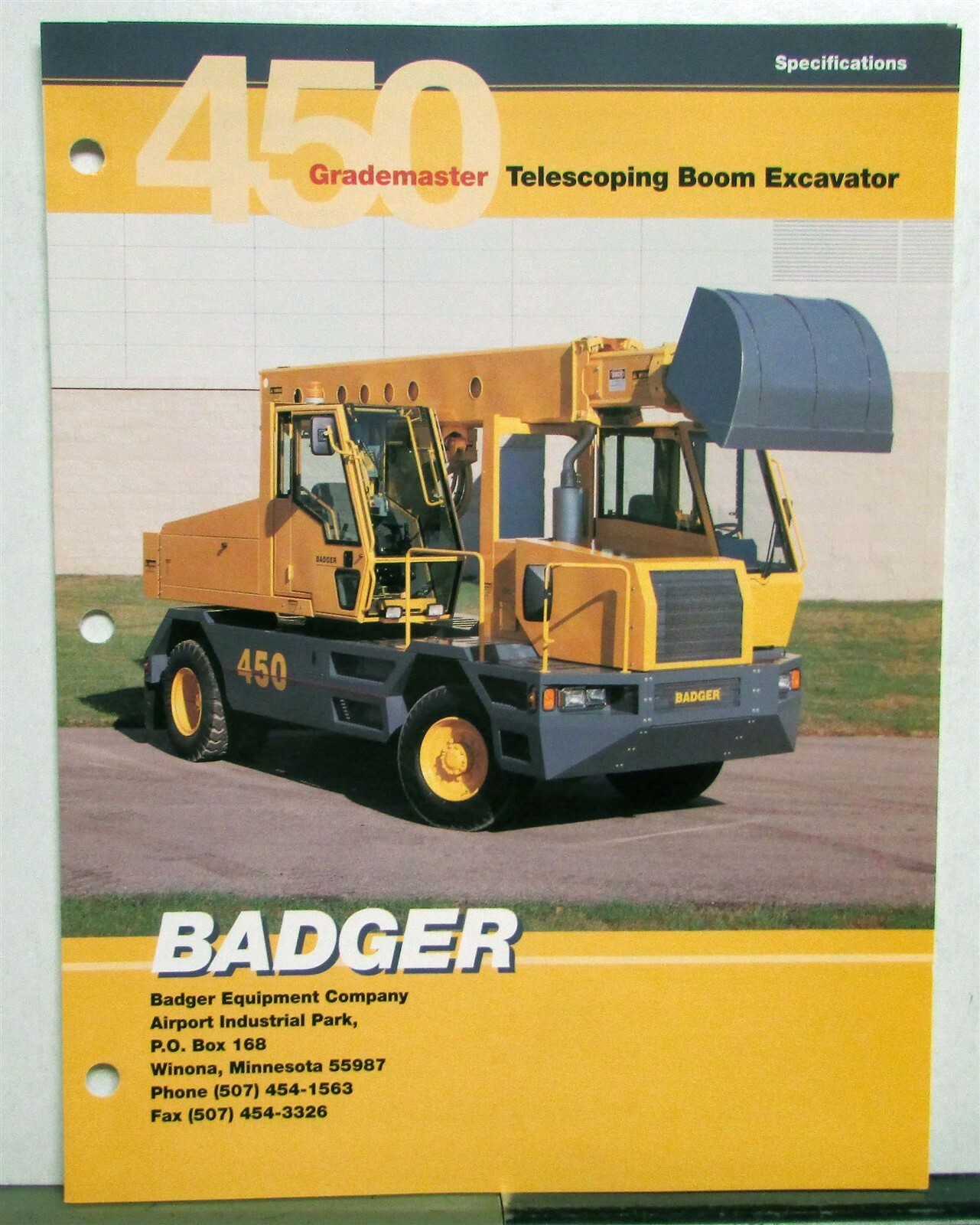 1995 Badger 450 Grademaster Telescoping Boom Excavator Sales Tri-Folder