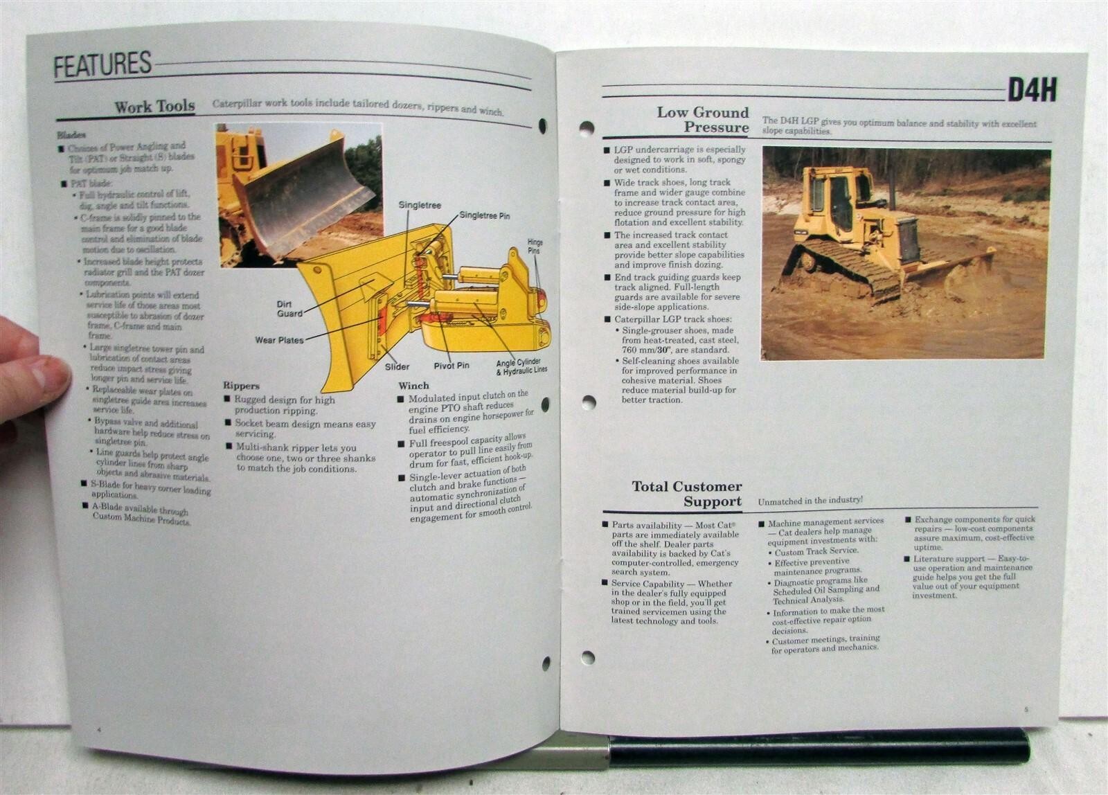 1989 Caterpillar D4H Track Style Tractor Specs Construction Sale Folder