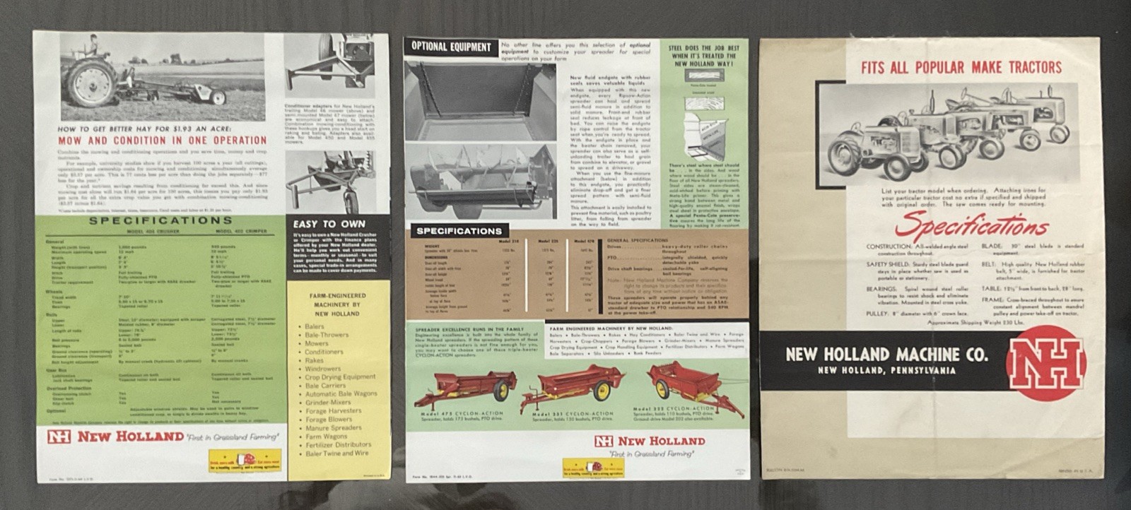 Set Of 2 Original New Holland Advertising Brochures