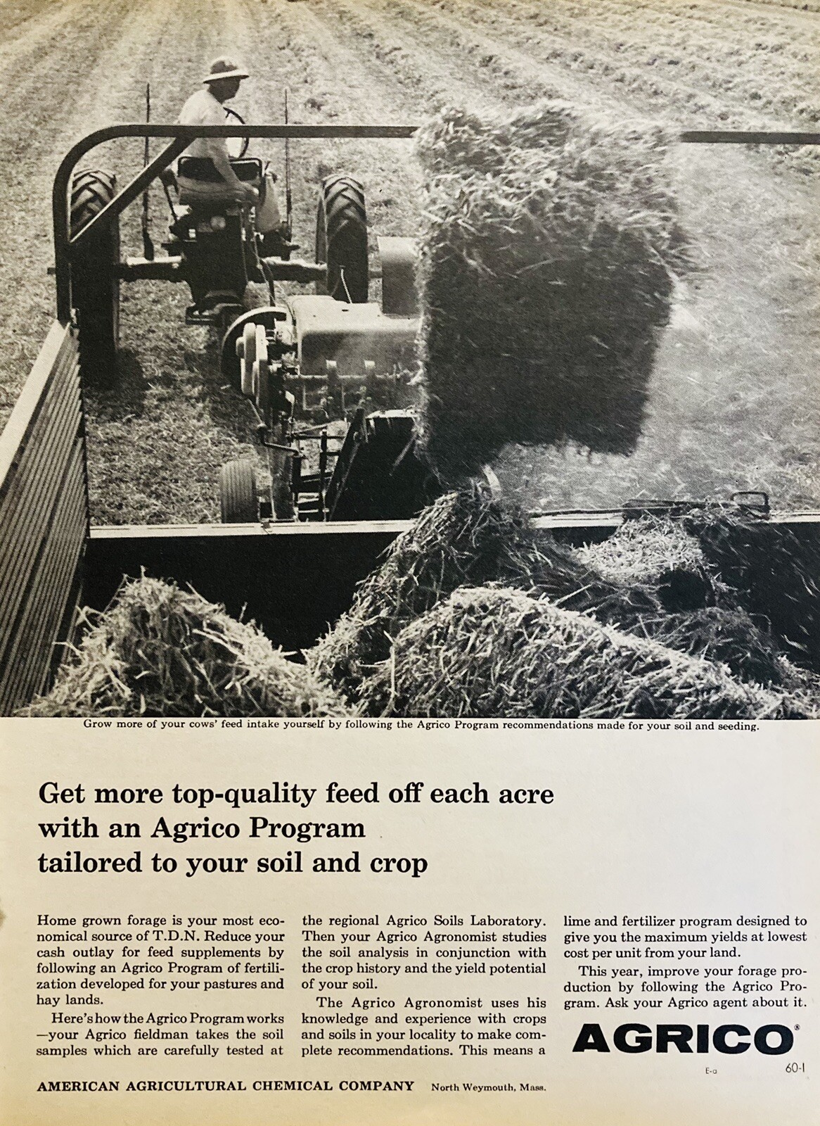 1964 AD.(XH76)~AGRICO AMERICAN AGRICULTURAL CHEMICAL CO. NORTH WEYMOUTH, MASS.