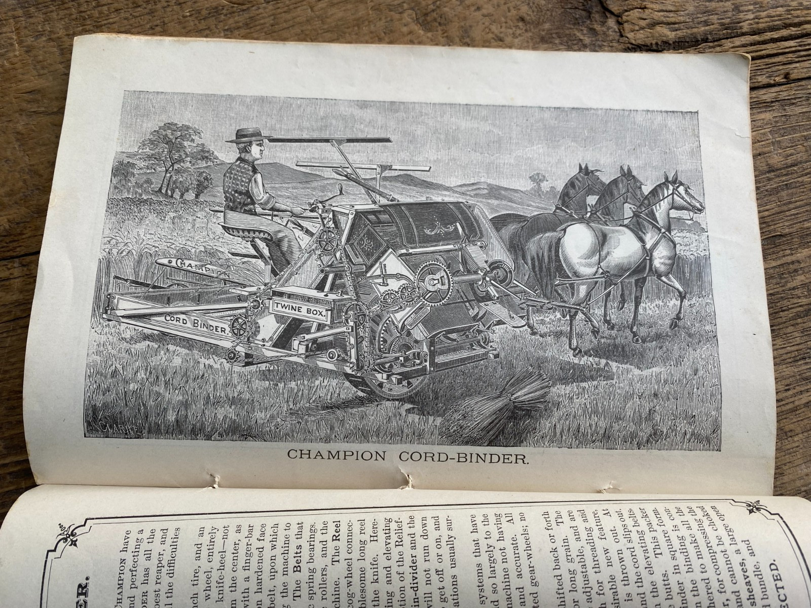 ORIGINAL CHAMPION HORSE DRAWN HARVESTING MACHINES HANDBOOK FOR FARMERS 1882
