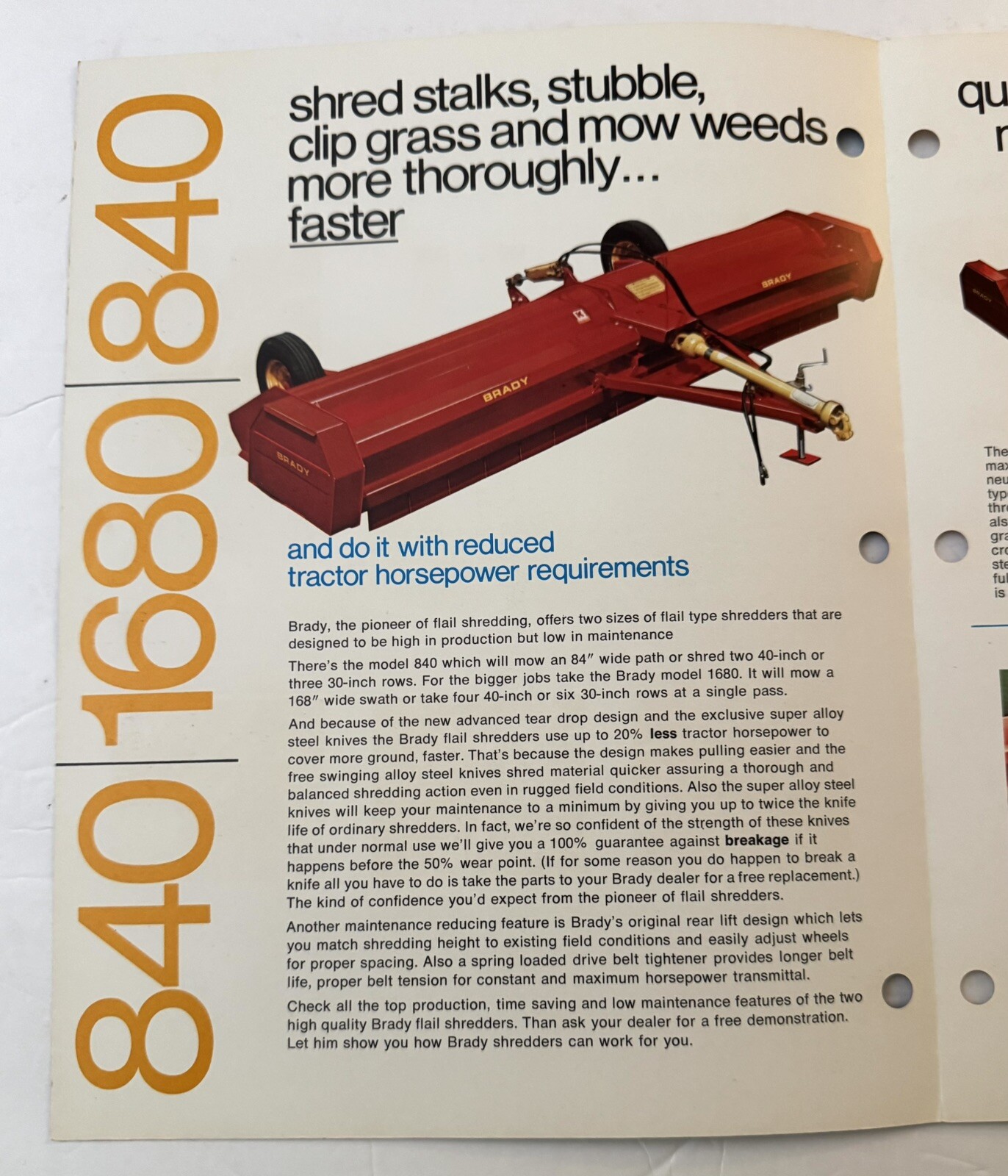 Vtg Farm Equip. 1978 Koehring Brady Multi Crop Shredders Dealer Sales Brochure