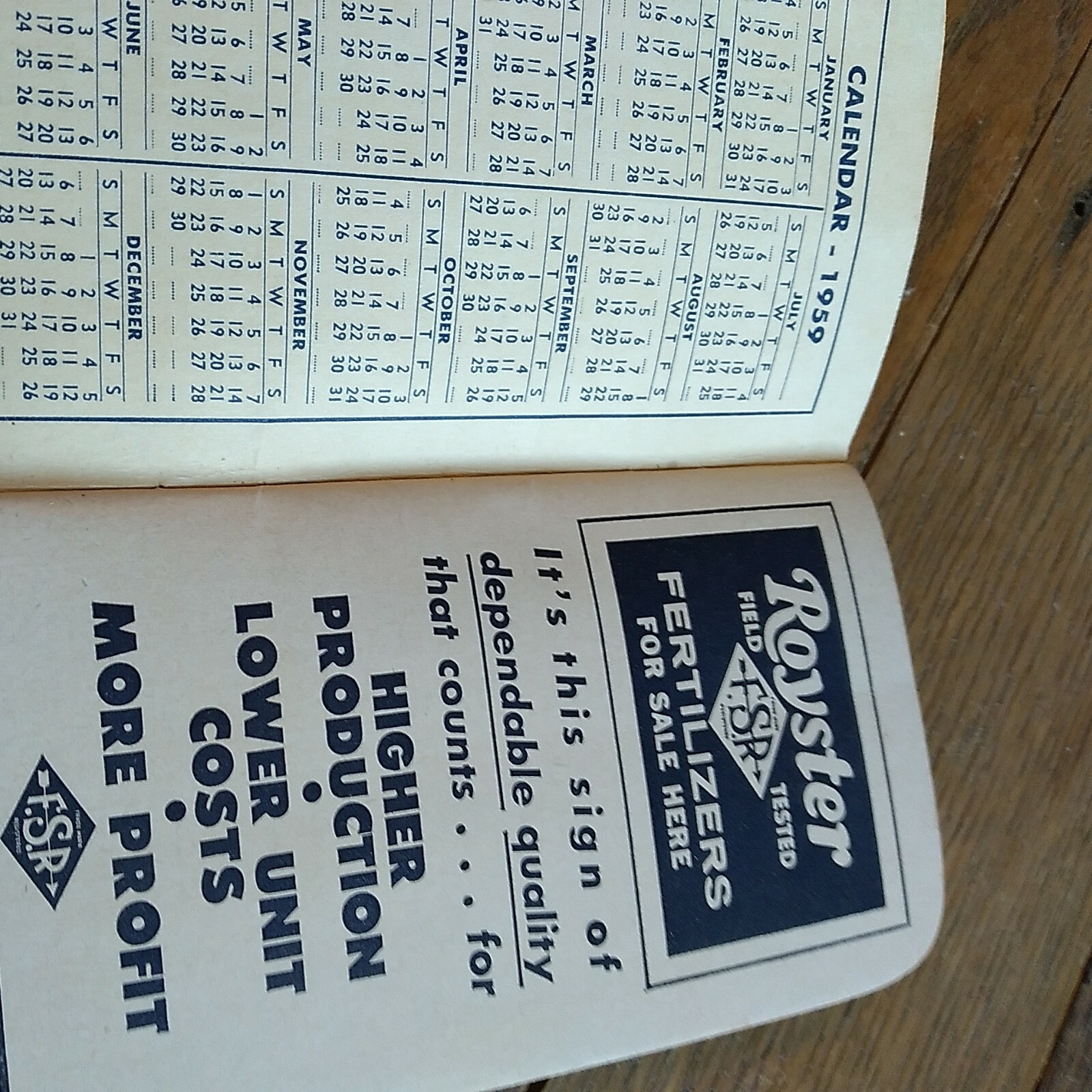 1959 F.S.R. Royster pocket guide The Quality Name In Plant Food VTG 50&rsquo;s