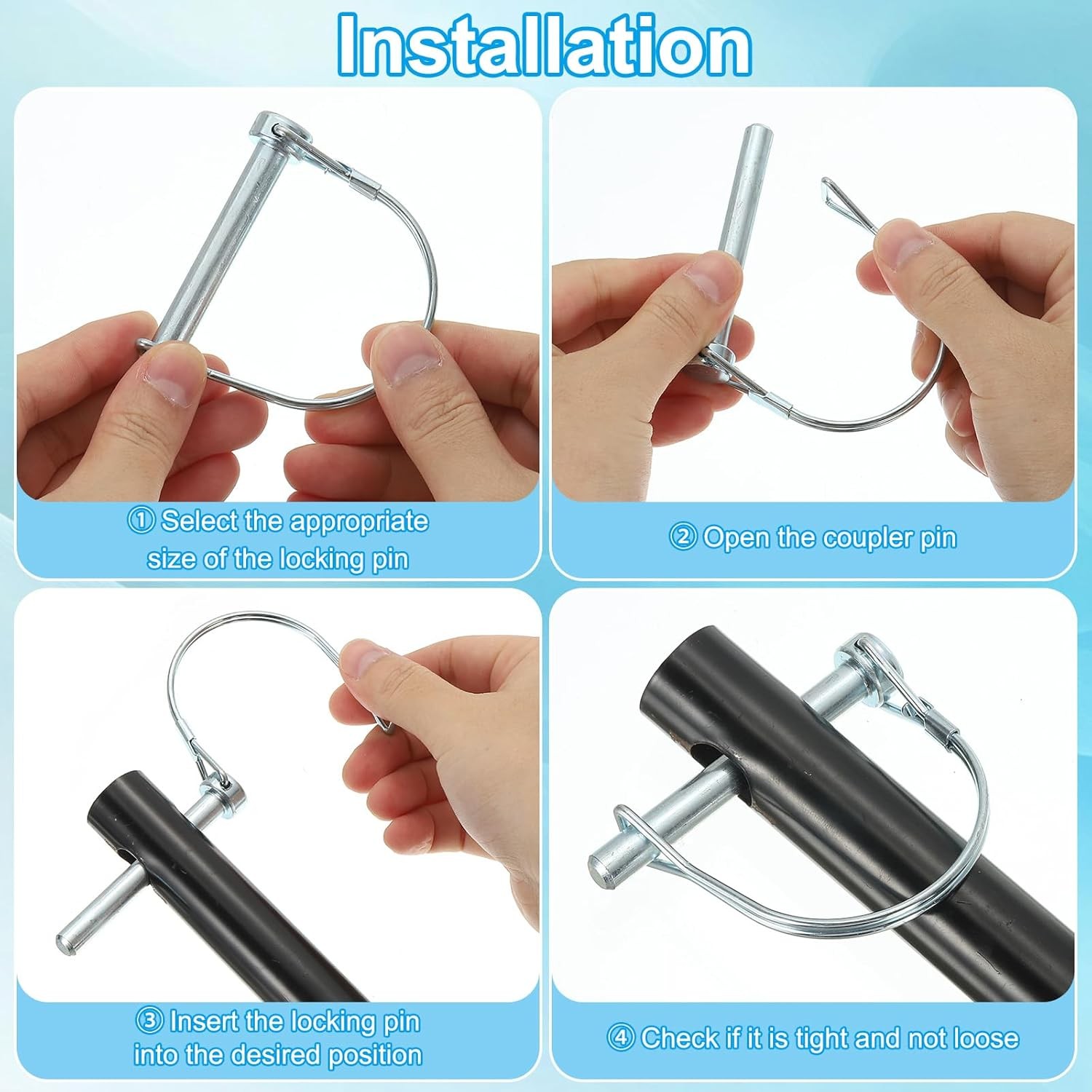 Trailer Coupler Pin 5/16×1-3/4×1.38&Prime;(D*L*IW), 2 Pcs Wire Lock Pin Safety Shaft