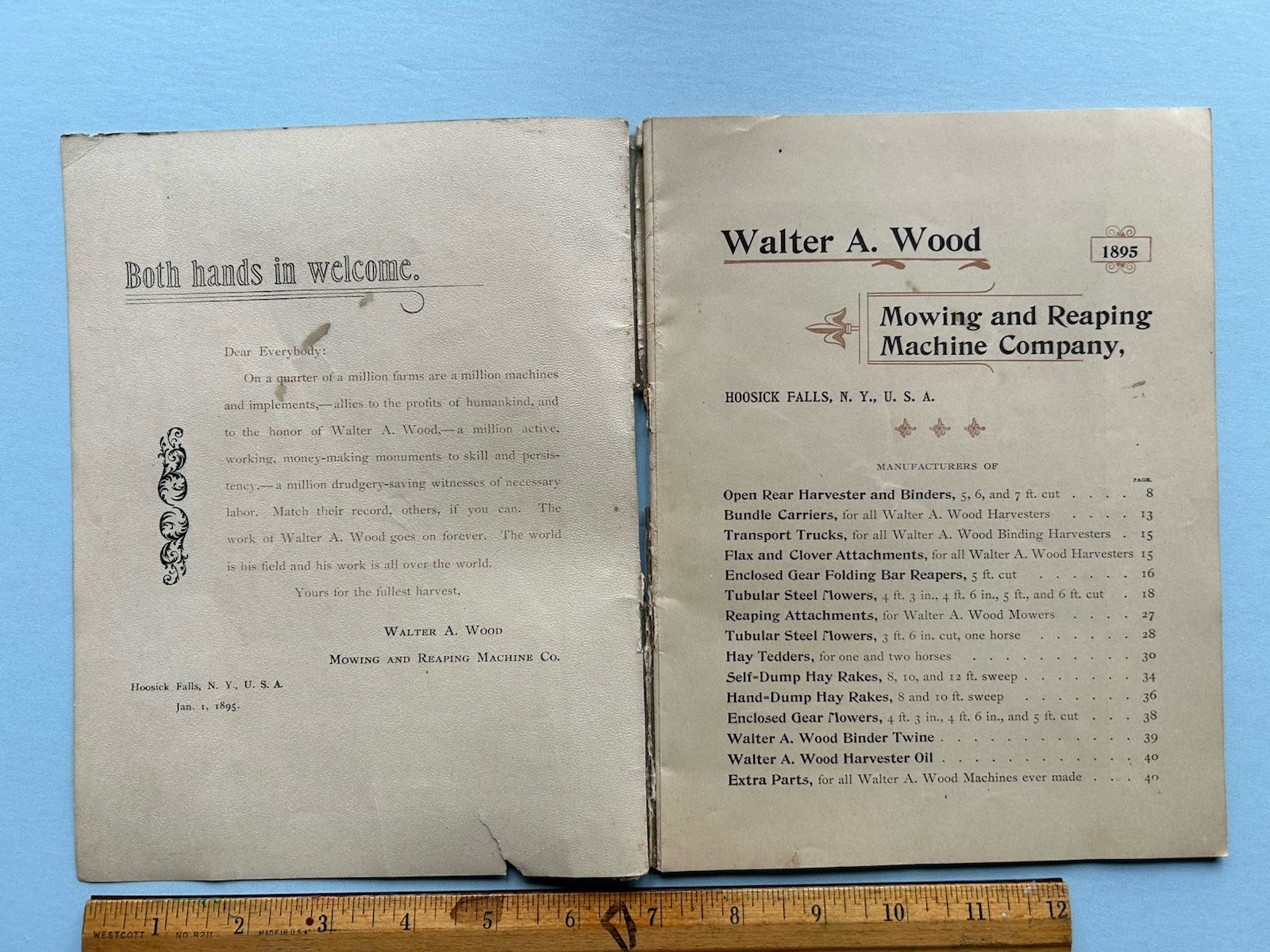 Antique Walter A. Wood Mowing & Reaping Machine Farm Machinery Catalog Jan 1895