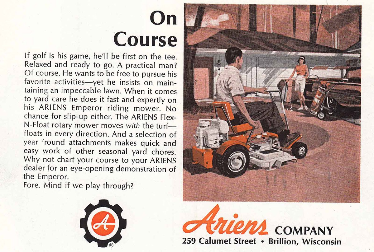 1965 Ariens Lawn Mower: On Course Vintage Print Ad