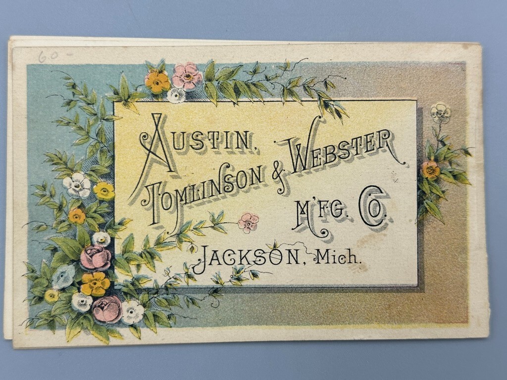 1880s Covered JACKSON WAGON Michigan ANGELS Farm Advertising Trade Card Book