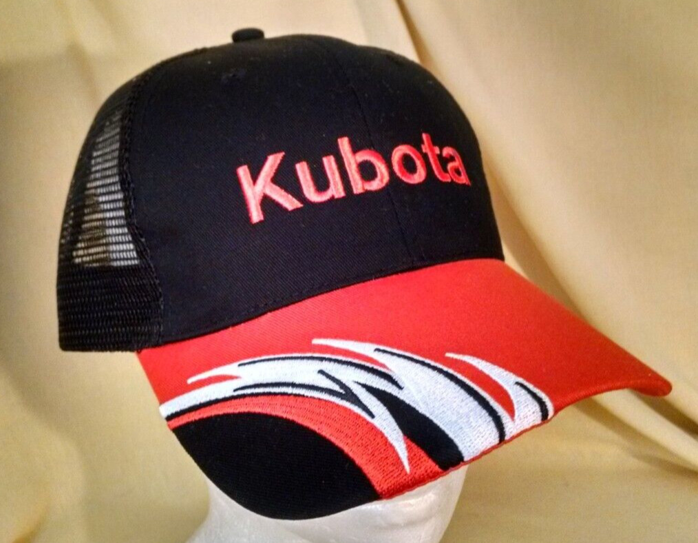KUBOTA HAT BASEBALL CAP ORANGE BLACK NWOT MESH ADJ WOODSTOCK EQUIP VA K PRODUCTS