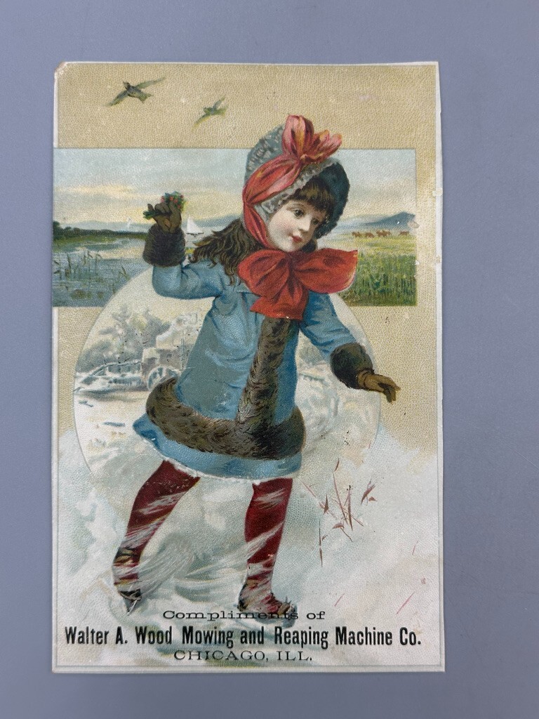 1880s HARVESTING Machinery WALTER WOOD Victorian FARM Advertising Trade Card